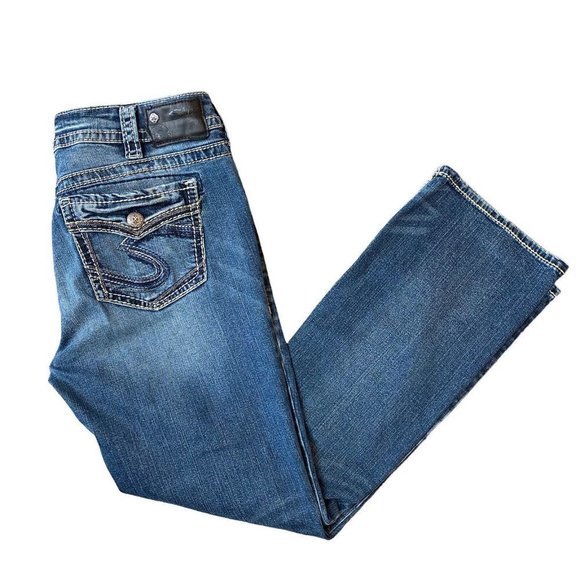 Silver Suki Jeans Women’s 32x30 Dark Wash Mid Rise Bootcut Boot Cut Fluid Denim - Picture 1 of 8
